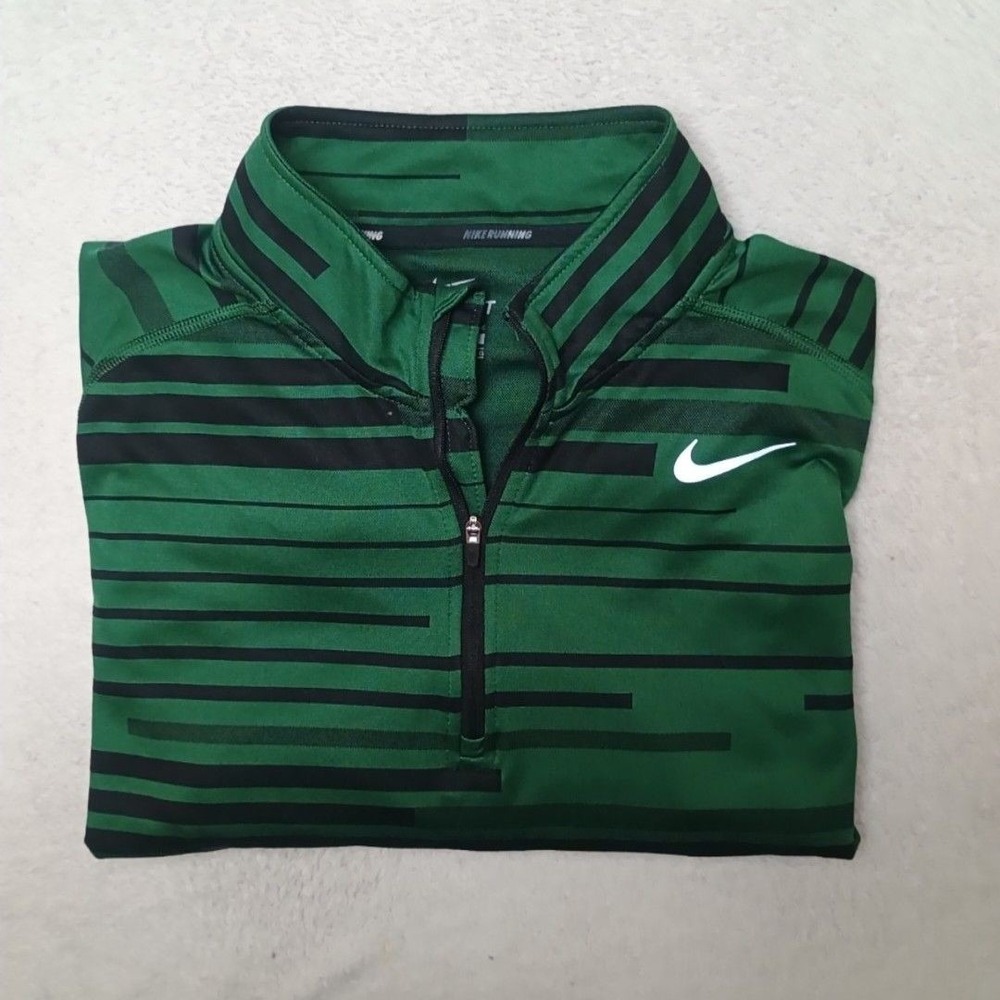 Nike Pullover Men L Green Dri-FIT 1/4 Zip Mock Element Running Athletic Training